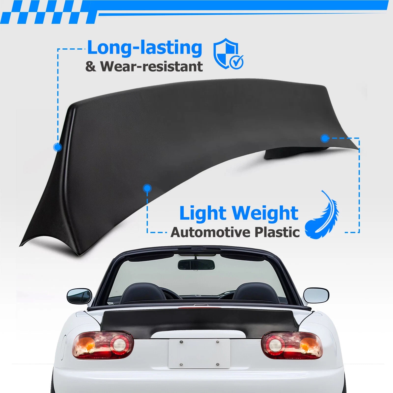 Matte Black Duckbill Rear Trunk Lip Spoiler for Mazda Miata (1990–1997)