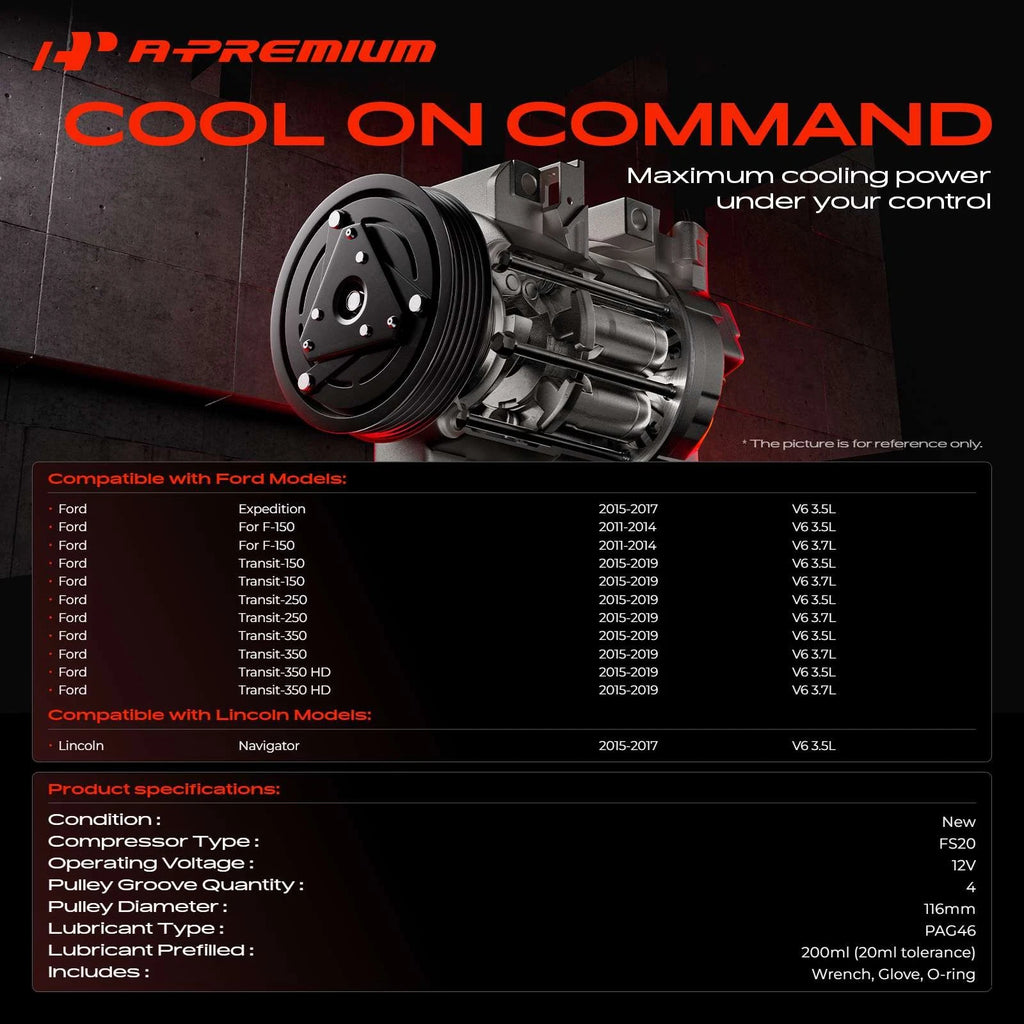 A/C Compressor with Clutch for Ford F-150, Expedition (2011-2014)