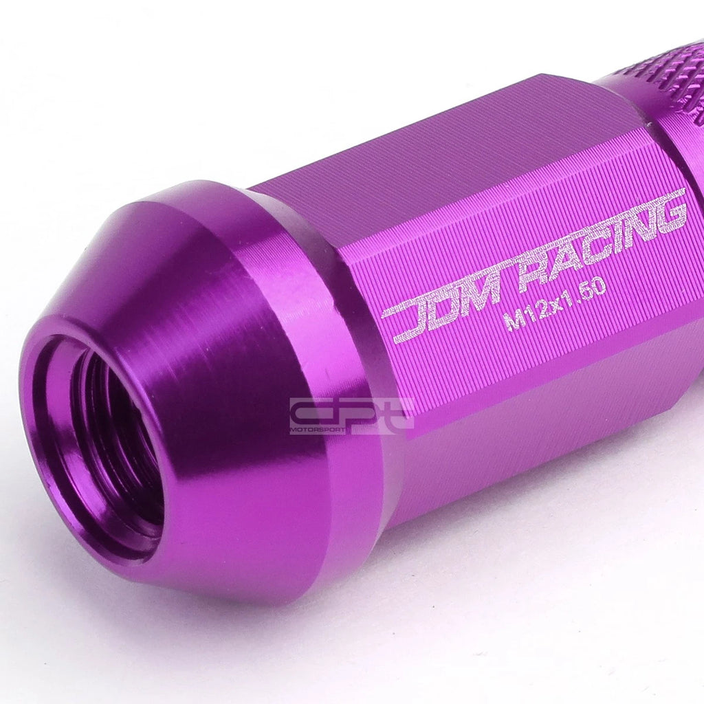 20 PCS Open End M12x1.5 50mm Tall Purple Aluminum Lug Nuts + Adapter