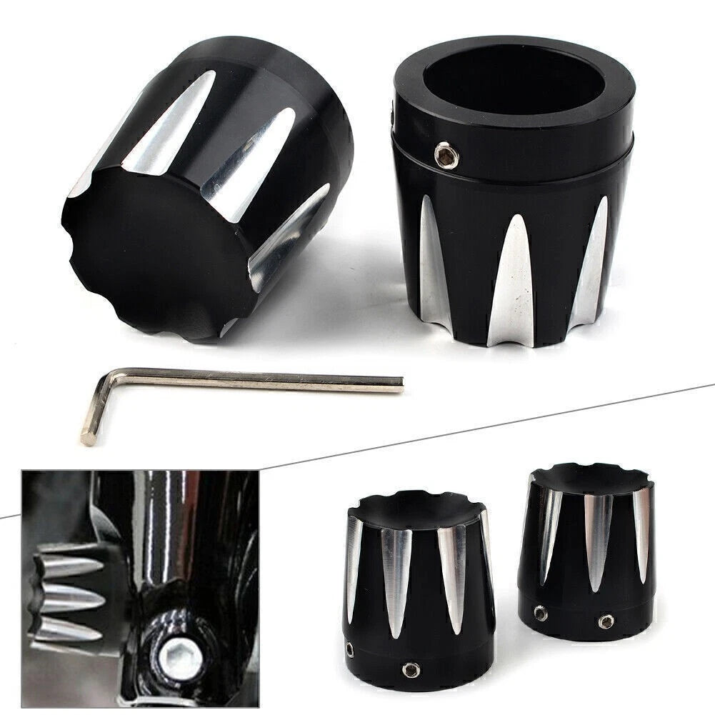 Front Axle Nut Covers for Harley Dyna, Fatboy, Electra, Street Glide, Road King (All Years)
