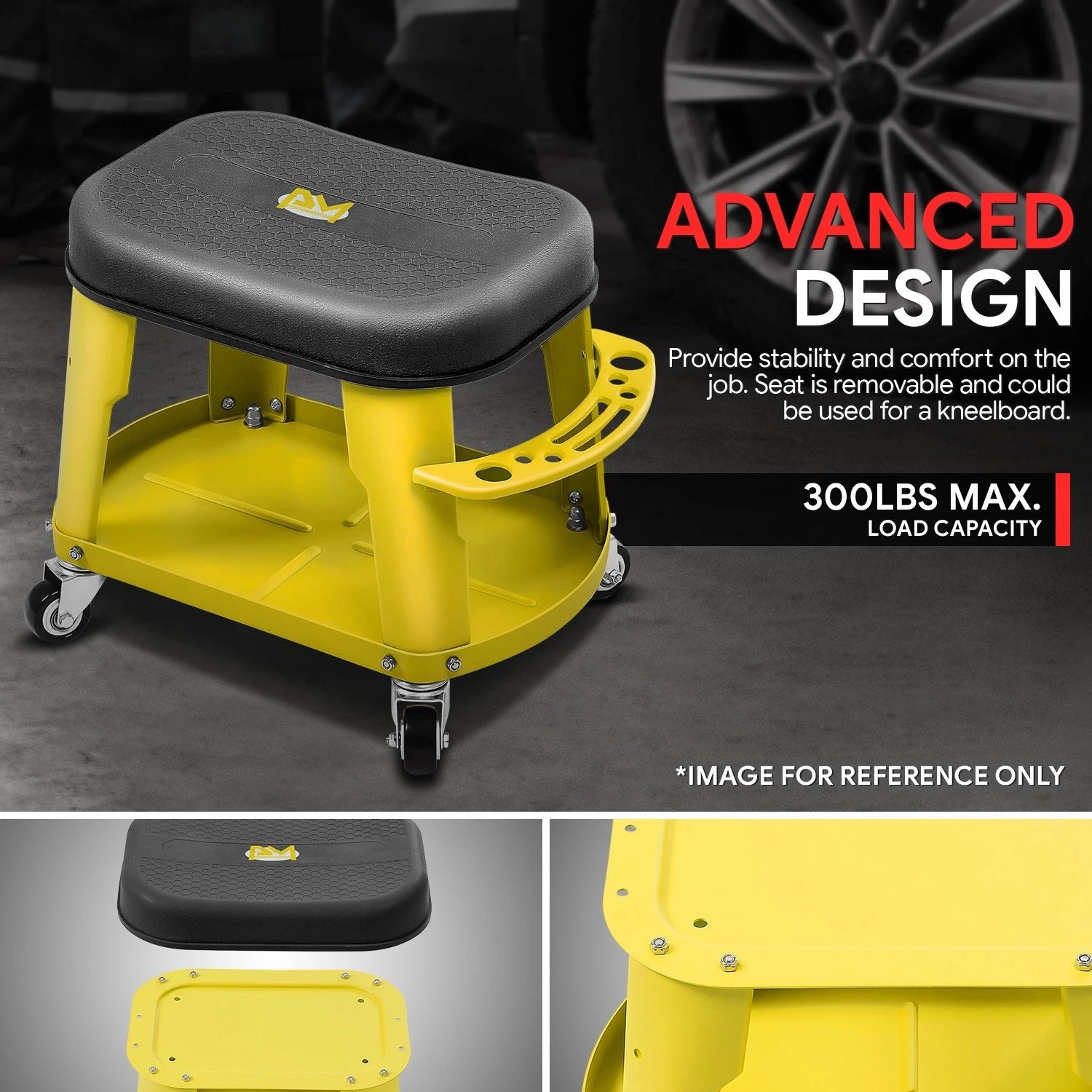 Mechanics Roller Seat for Universal Use (16.14x10.62x13.78in, 300lbs)