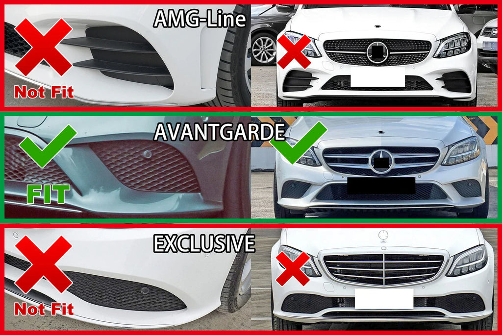 Lower Side Grill Side Front Bumper for Mercedes Benz C-Class W205 (2019–2021)