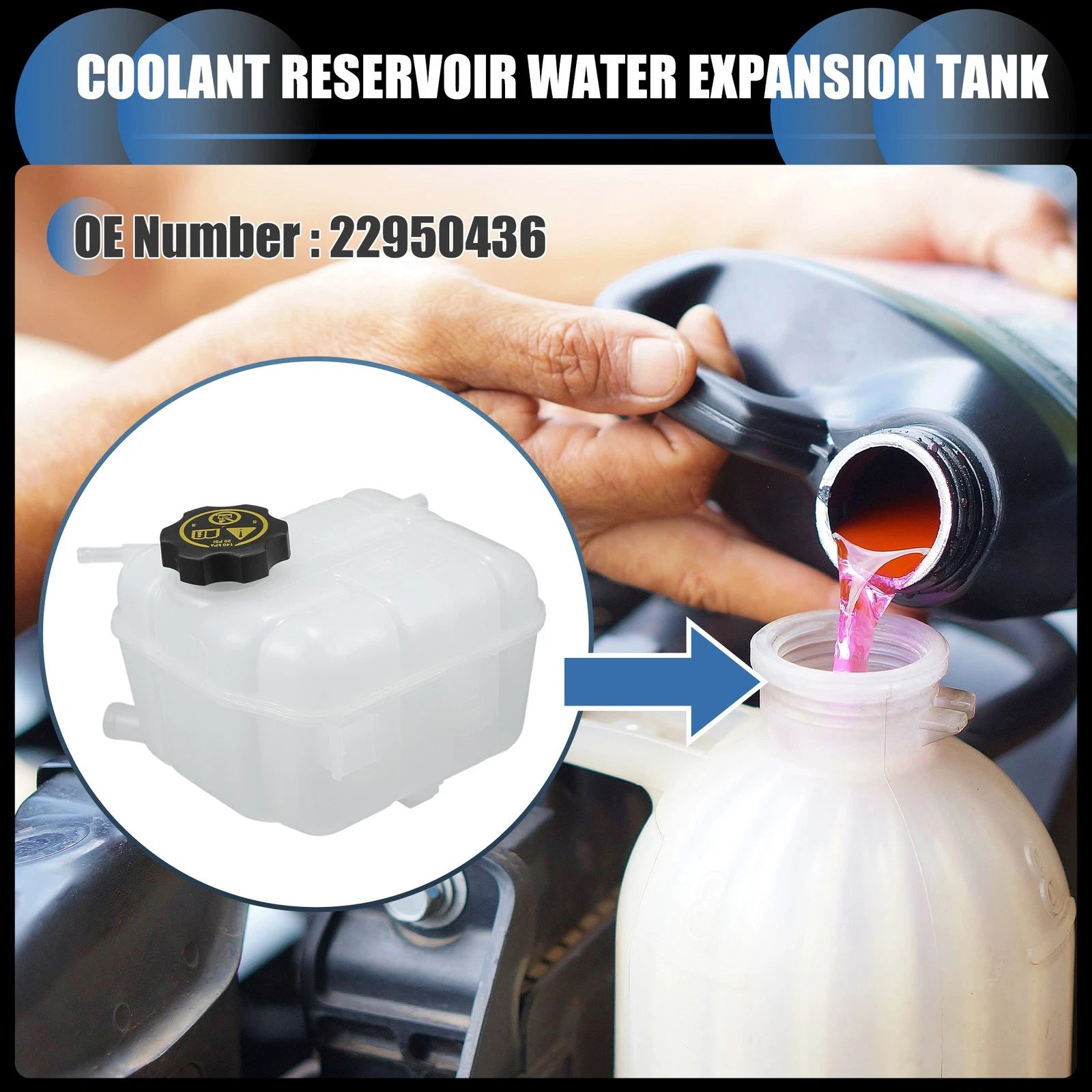 Set of 1 Coolant Expansion Overflow Tank w/ Cap No. 22950436 for Buick Regal (2011–2017)