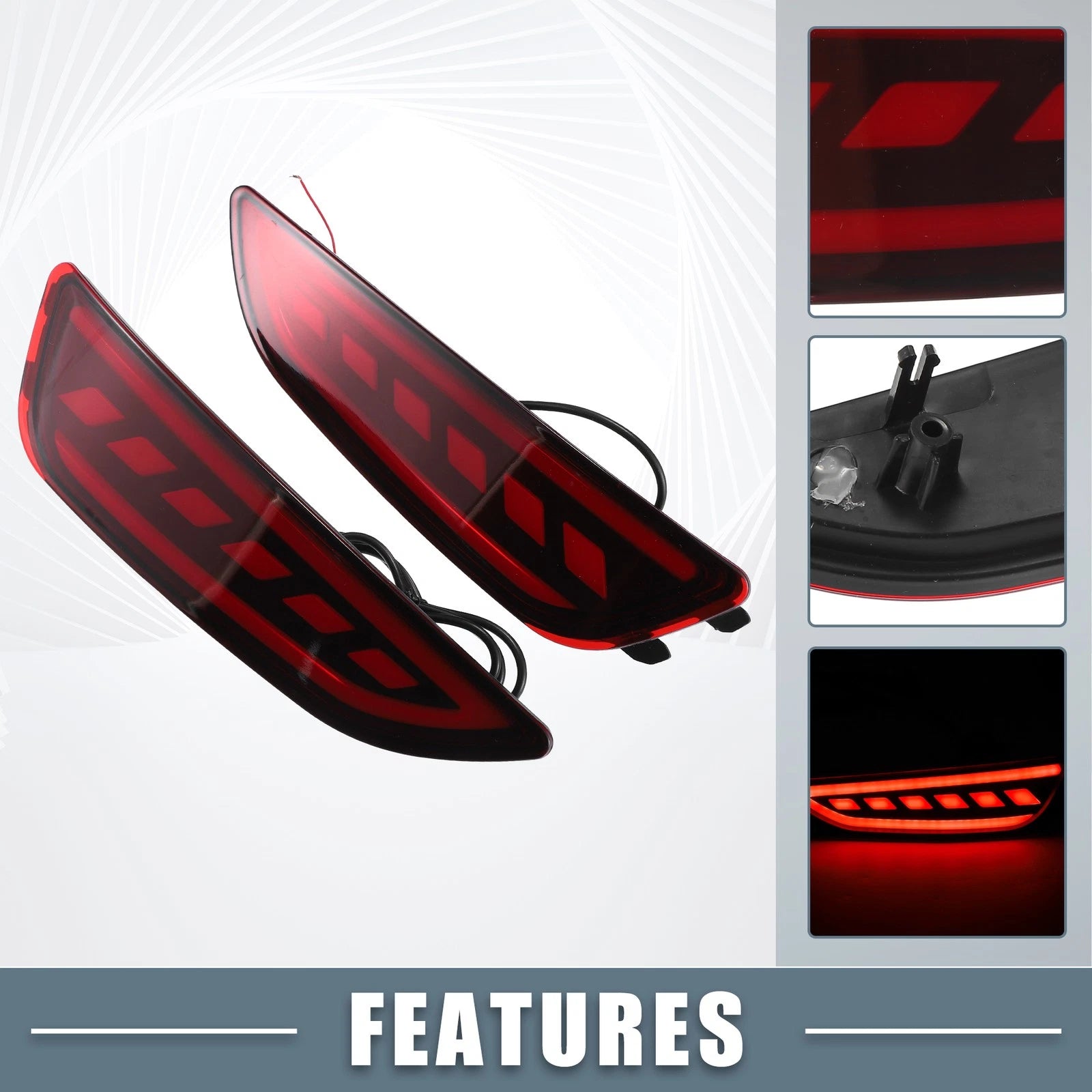 2X Rear Bumper Reflector LED Brake Lights for Hyundai Accent (2012–2017)