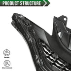 Front Bumper Upper Honeycomb Grille with Chrome Trim for Honda Fit (2018–2020)