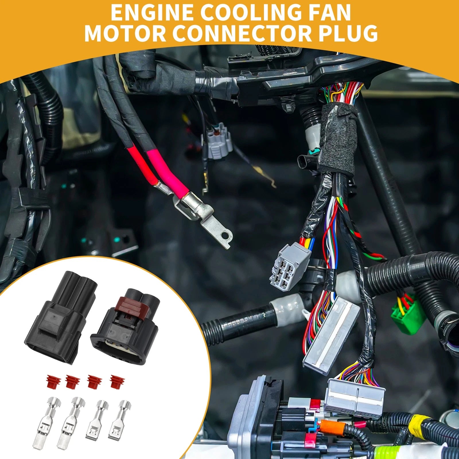 2 Pin Engine Cooling Fan Motor Connector Plug for Ford 