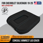 Leather Console Lid Bucket Cover for Chevrolet Silverado (2019–2020) Blue Stitch