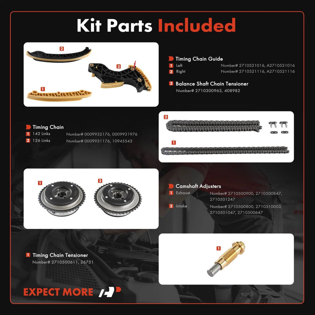 9x Timing Chain Kit for Mercedes-Benz C230 (2003-2005)