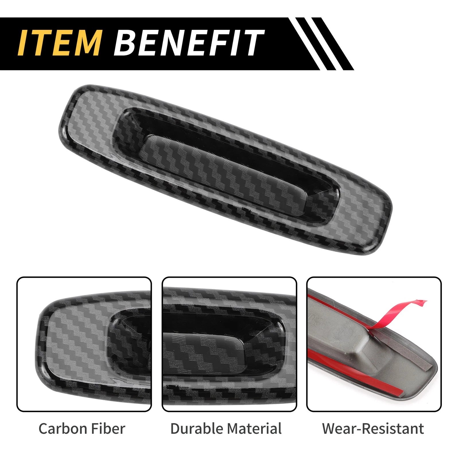 Carbon Fiber Pattern Roof Handle Cover Trim for Toyota Tundra (2014–2021)