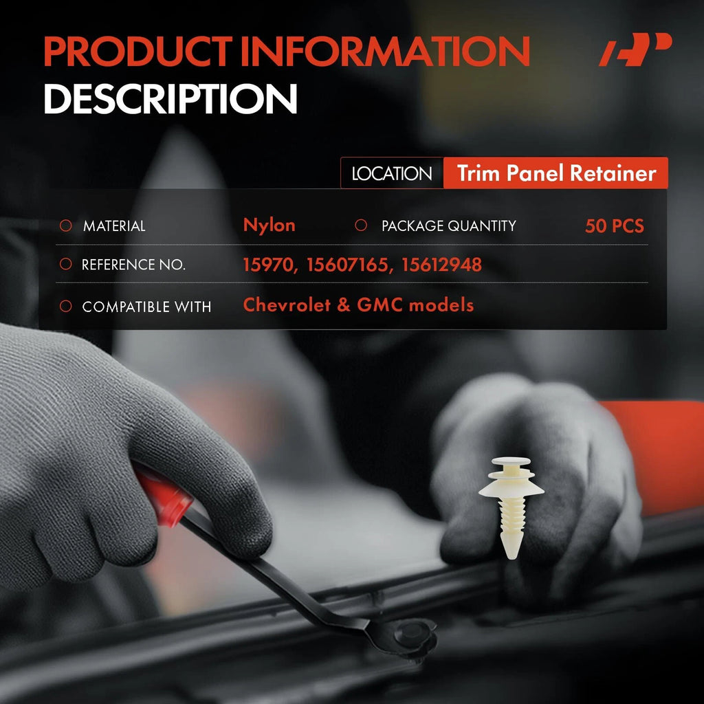 50Pcs Nylon Door Trim Panel Clips for Chevy GMC K1500 (1995–2004)