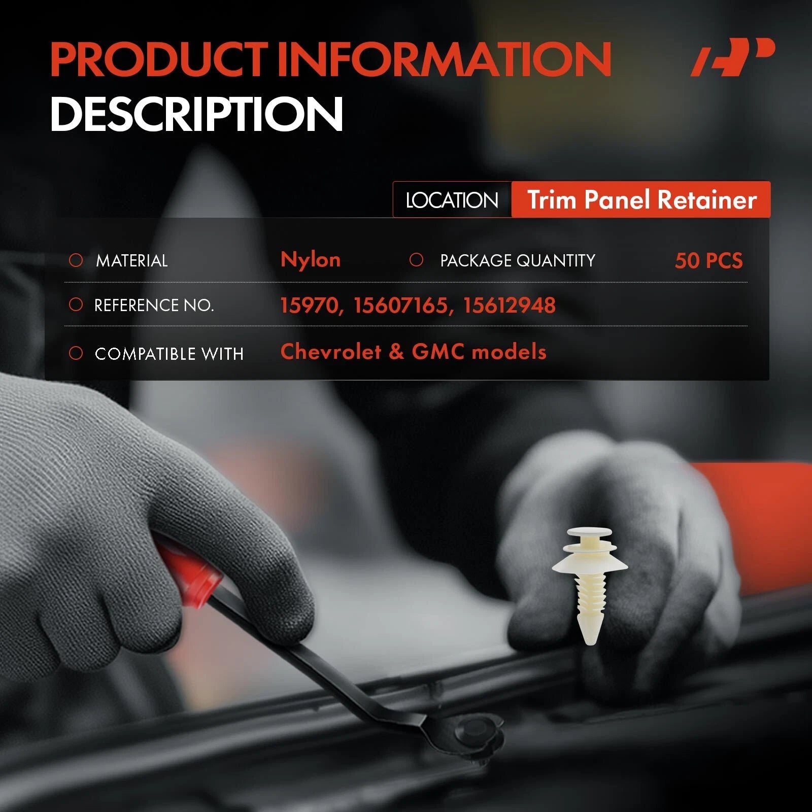 50Pcs Nylon Door Trim Panel Clips for Chevy GMC K1500 (1995–2004)