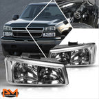 Upper Headlight Lamps for Chevy Silverado/Avalanche (2003–2006) Chrome Clear