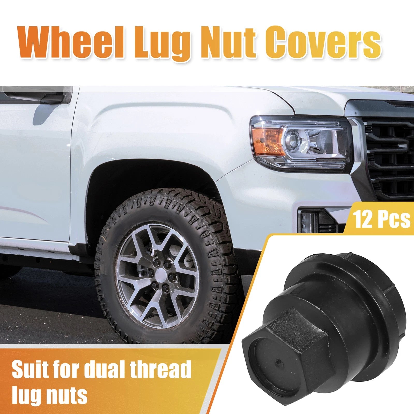 12 Pcs Wheel Lug Nut Covers No. 21011331 for Chevrolet Camaro (1997–2001) Black