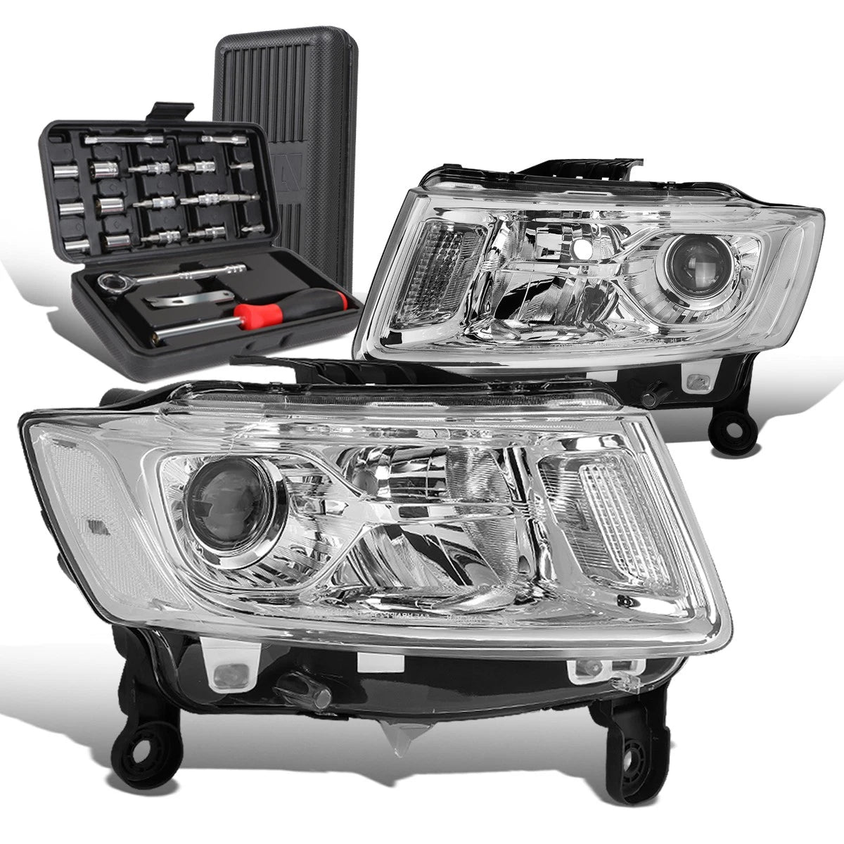 Chrome/Clear Signal Projector Headlights for Grand Cherokee (2014–2016)