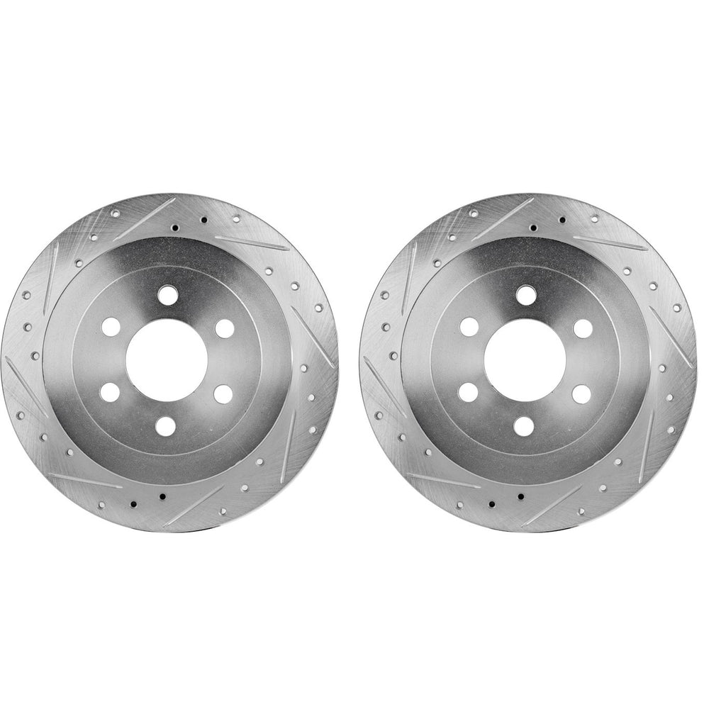 Disc Brake Rotor and Pad Kit for Dodge Dakota (2003–2004) Rear Cross-Drilled 4WD
