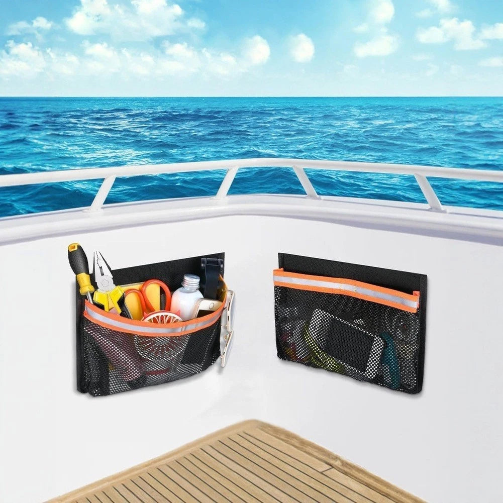 2X Black Storage Bag for Boat RV Car with Reflective Strips