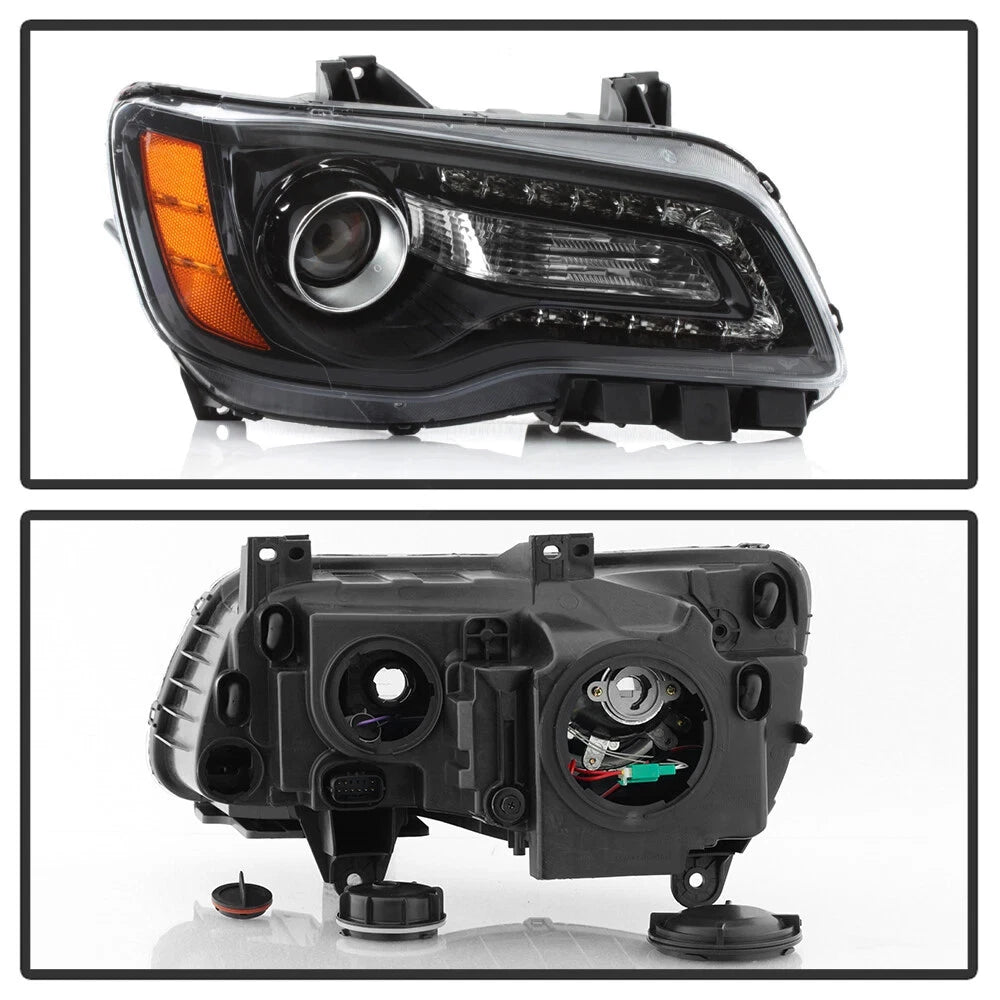 Halogen Headlight for Chrysler 300 (2012–2014) Black Bezel with Bulb