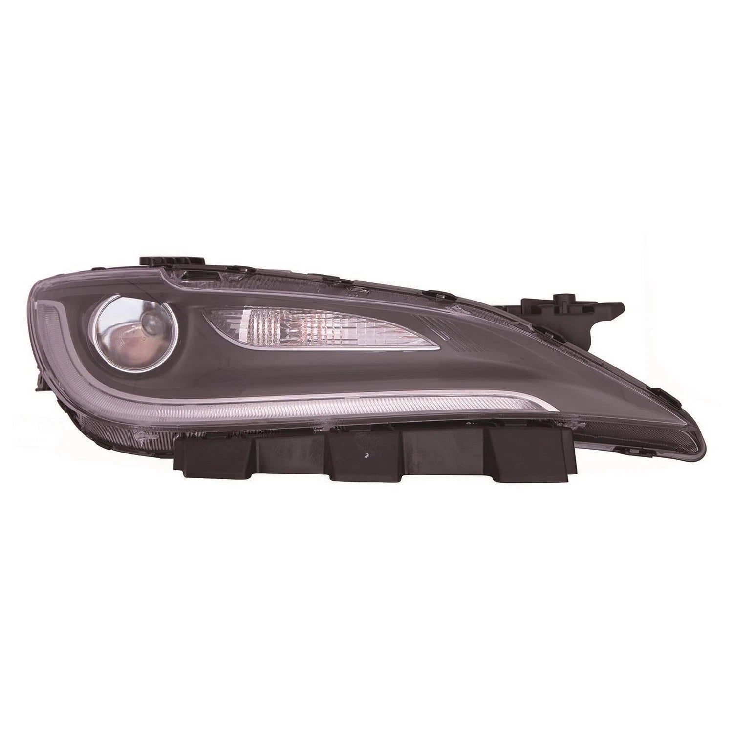 Black Passenger Side Halogen Headlight Assembly w/LED Daytime Lamp w/Black Trim