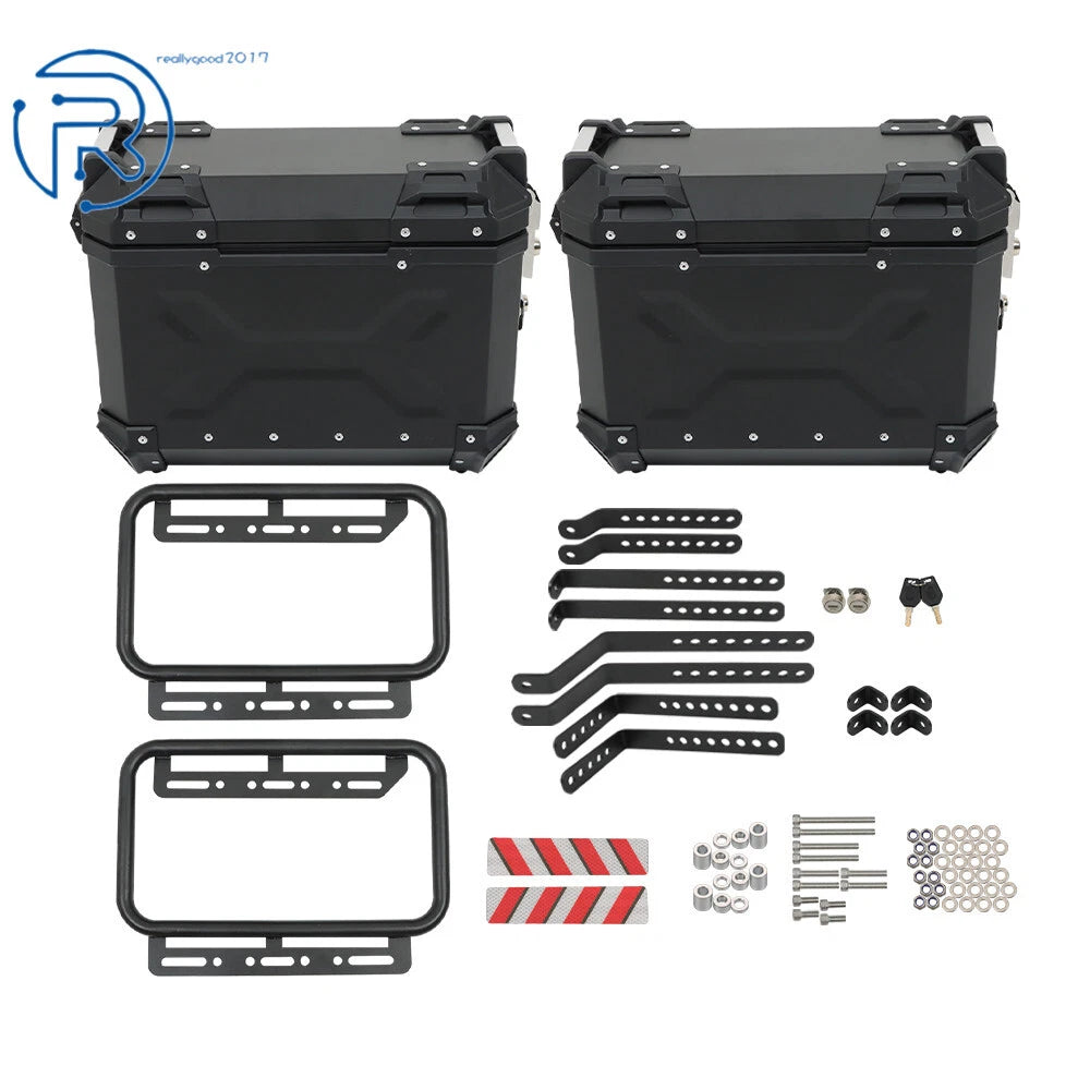 2X Hard Saddlebags for Motorcycle Tour Trunk Luggage & Mounting Bracket 36L