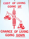 Funny Man Cave Sign - The Cost of Living Going Up, Chance of Living Down