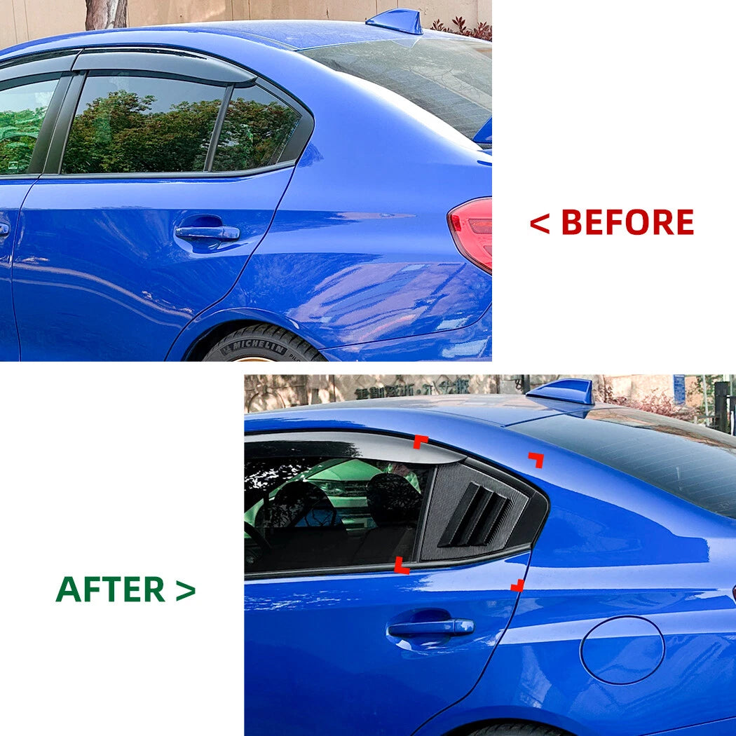 Pair of Carbon Look Rear Window Louver Shutter Covers for Subaru WRX STI (2014–2021)