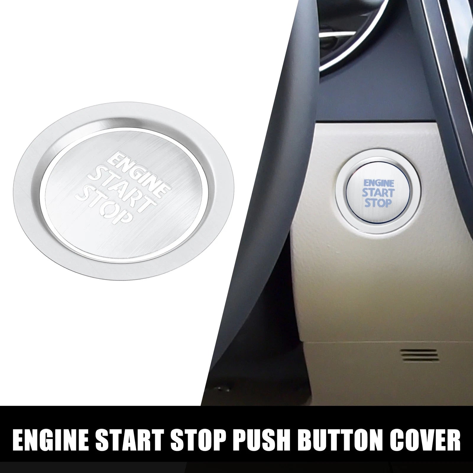 Set of 1 Start Button Cover for Toyota Corolla Cross (2022–2023) Silver Tone