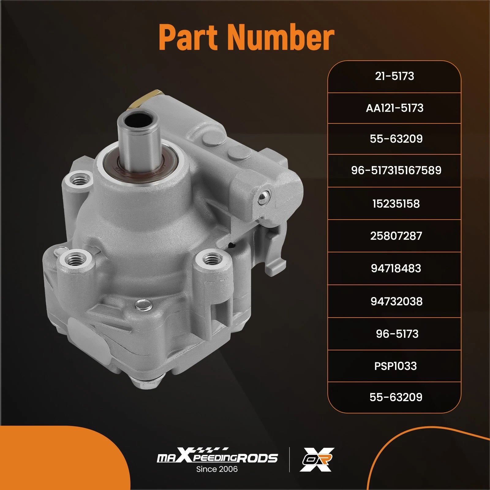 Power Steering Pump for Hummer H3 (2006–2009) 3.5L 3.7L L5 GAS DOHC