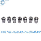 Set of 7 Spring Collets for CNC Workholding (Engraving, Milling, Lathe)