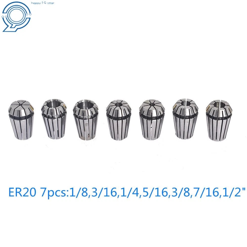 Set of 7 Spring Collets for CNC Workholding (Engraving, Milling, Lathe)