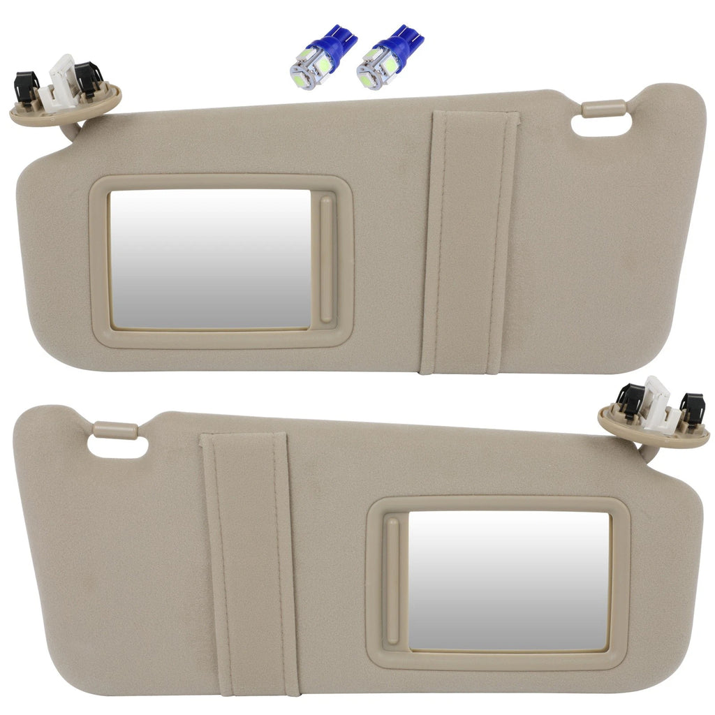Sun Visor Pair for Toyota Camry (2006–2011) - Beige with Mirror Light