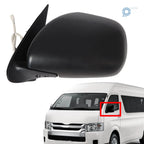 Electric Door Mirror for Toyota Hiace Van (2005-2013) Left Side Black Plastic