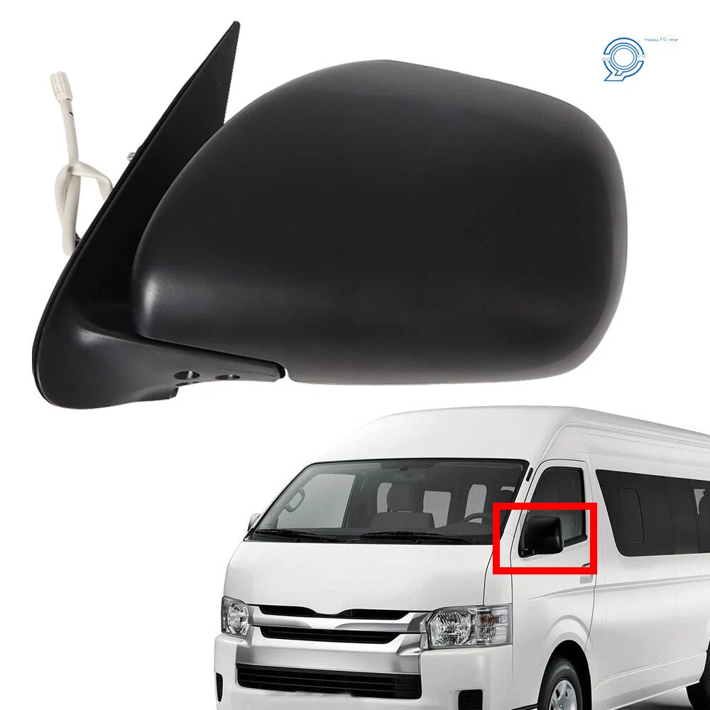 Electric Door Mirror for Toyota Hiace Van (2005-2013) Left Side Black Plastic
