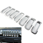 Set of 7 Front Mesh Grille Grill Covers for Jeep Patriot (2011–2017) Chrome ABS