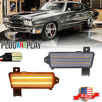 2X Clear Amber LED Front Side Marker Lights for Chevy Chevelle El Camino (1970)
