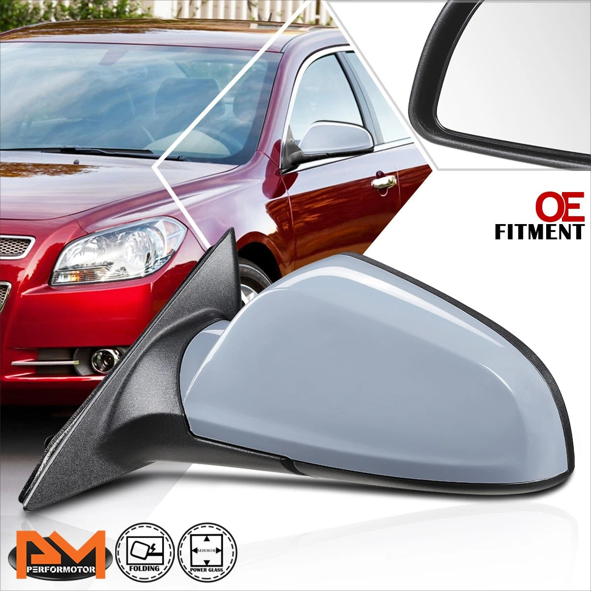 Powered Side View Door Mirror Left for Chevy Malibu/Saturn Aura (2008–2012)