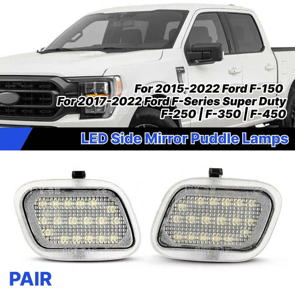White LED Side Mirror Puddle Lights Ford F-150 (2015–2022)