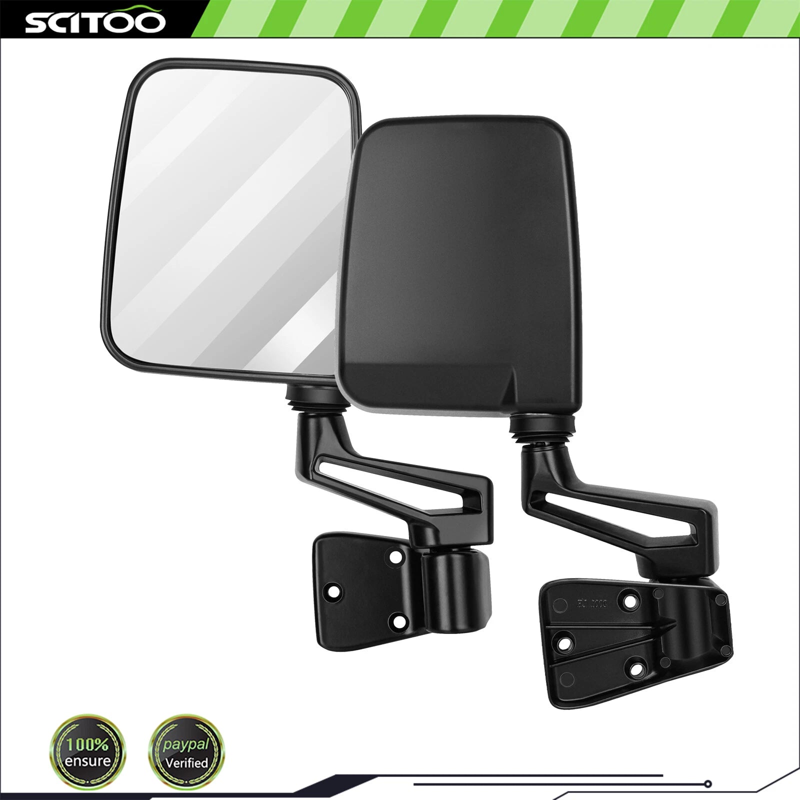 Set of 2 Manual Black Door Mirrors for Jeep Wrangler (1987–2002)