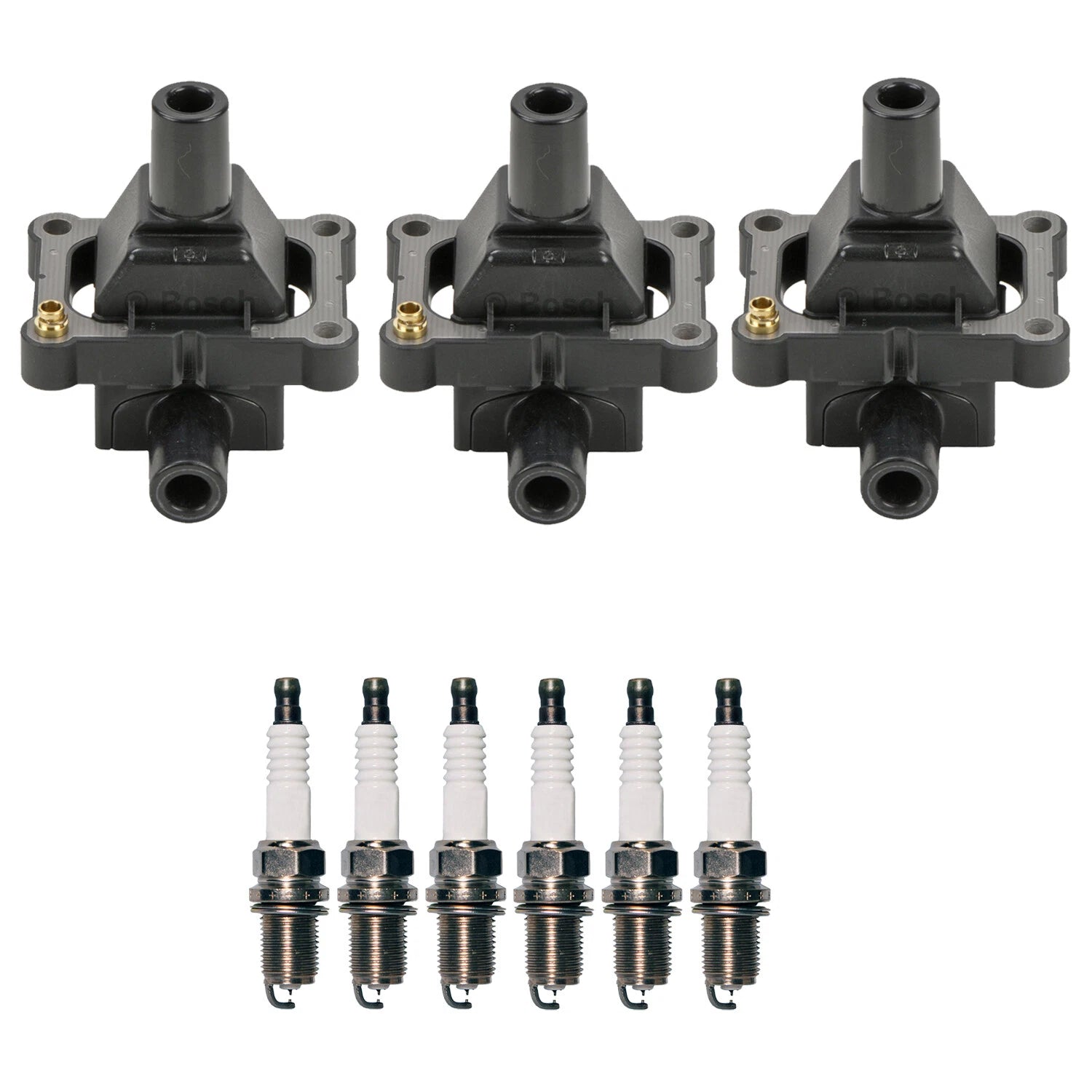 Set of 3 Ignition Coils & 6 Iridium TT Spark Plugs for Mercedes W124 W202 R129