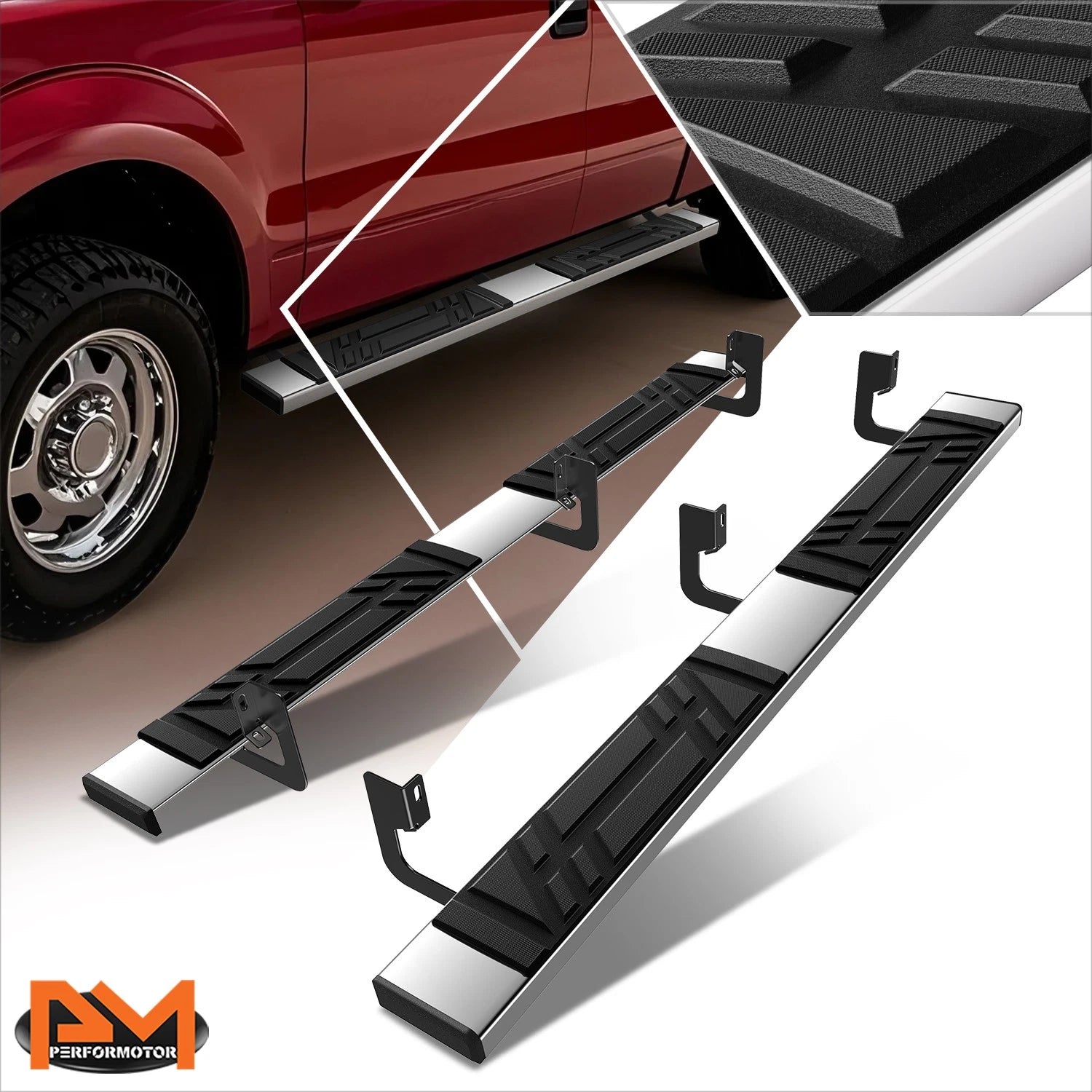 Set of 2 Aluminum Flat Running Boards for Ram 1500 Quad Cab (2019–2024)