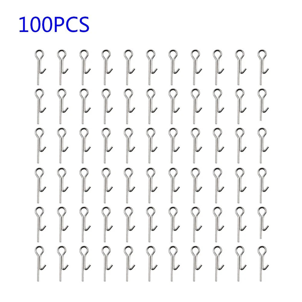 100 Pack Stainless Steel Stinger Spike Hook Lock Needle Pins for Fishing