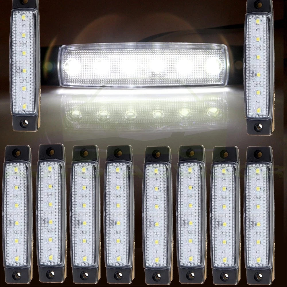 5 Pair White 6 LED Sealed Side Marker Indicator Light for Van Truck Boat Trailer