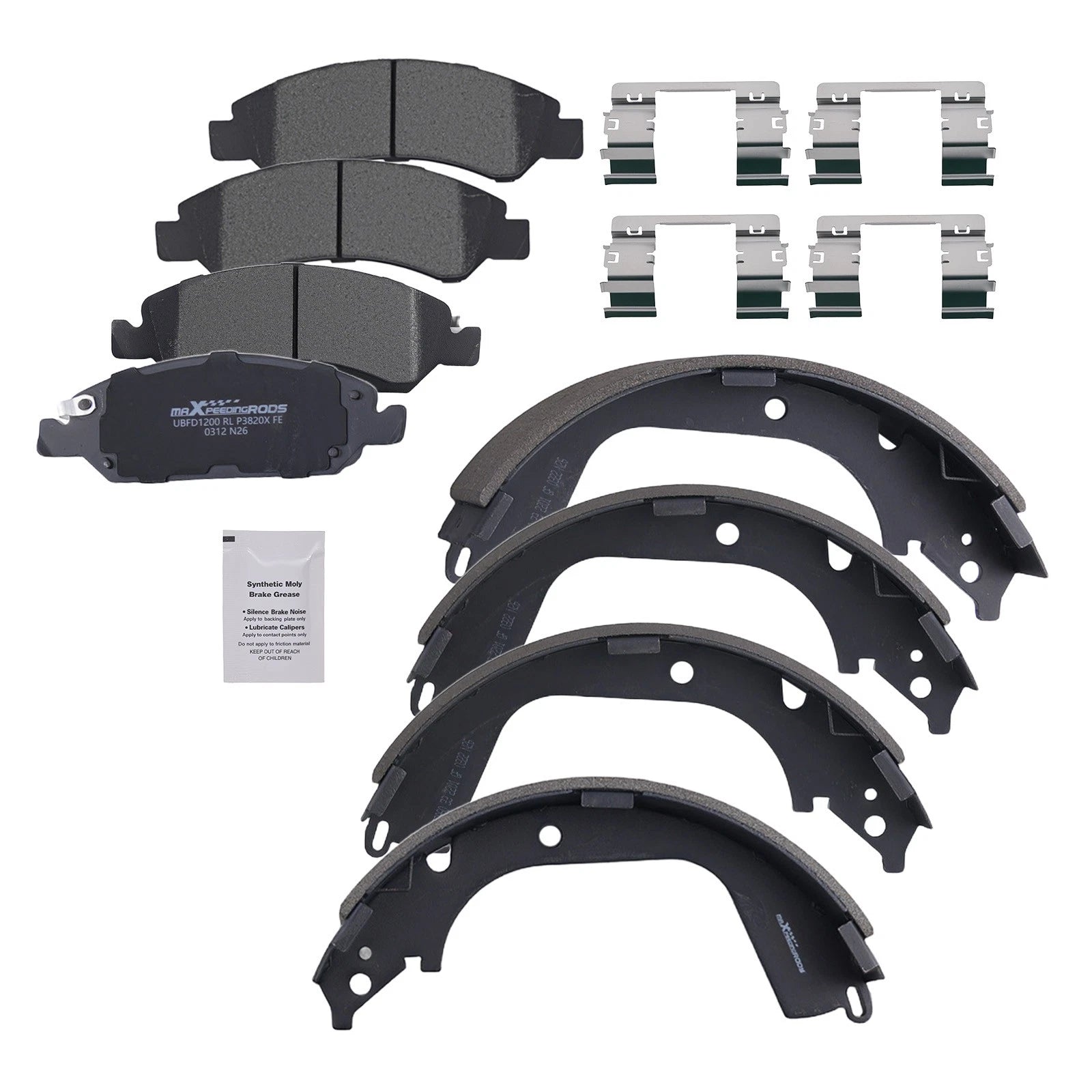 Front Rear Brake Pads + Drum Shoes for Chevrolet Silverado 1500 (2008–2013) S960
