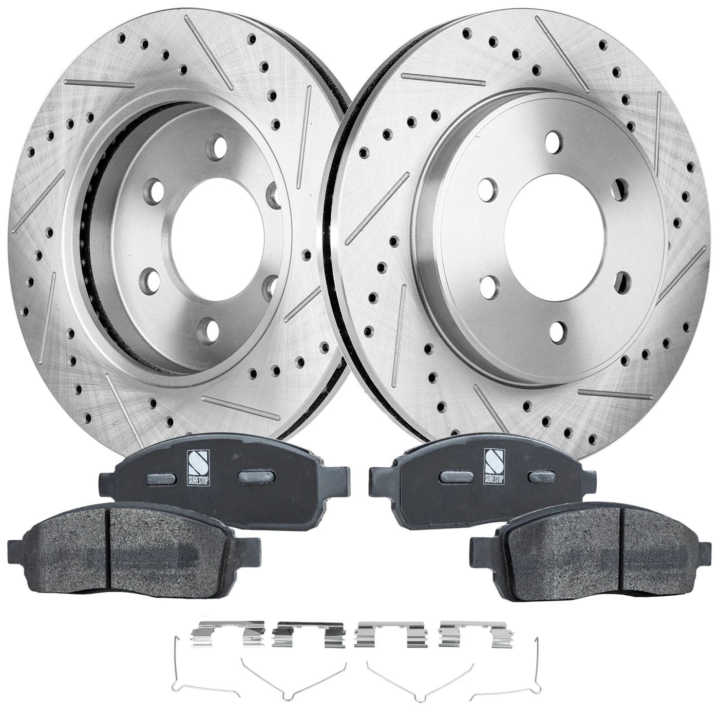 Brake Disc and Pad Kit for Ford F-150 (2004–2008) Cross-drilled