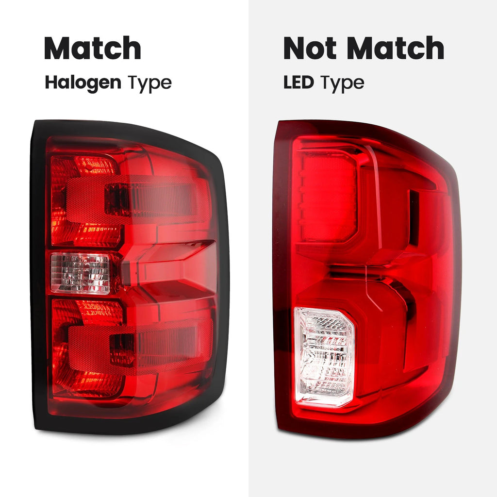Halogen Taillight with Bulb Right for Chevy Silverado & Sierra 1500 (2014–2019)