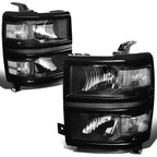 Set of 4 Black Headlight, Clear Corner Signal Lamp, LED Fog Light for Silverado (2014–2015)