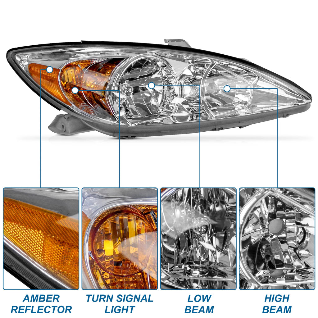 Set of 2 Headlights for Toyota Camry (2002–2004)