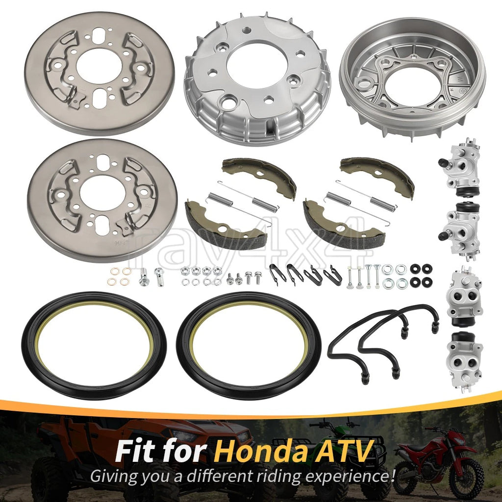 Front Brake Drum Hub Plate Shoes Kit for Honda Foreman 450 ES TRX450FE (1998–2001)