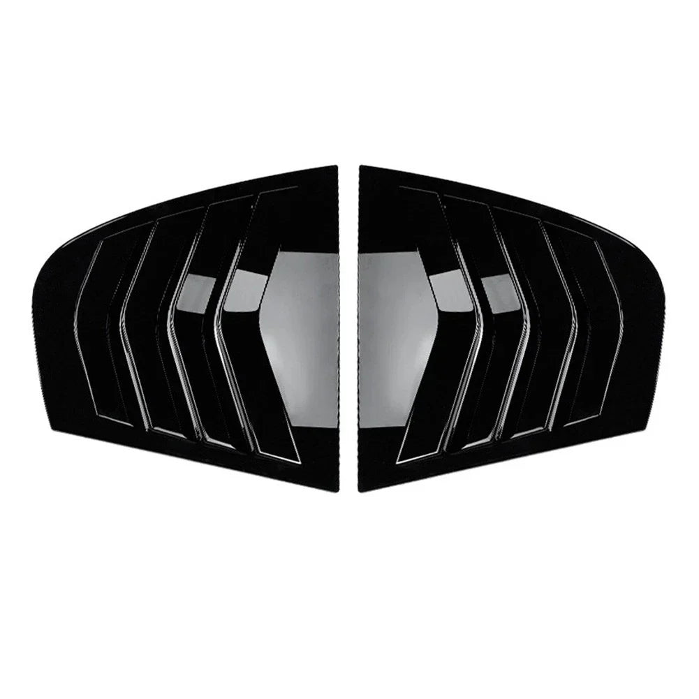 2 x Gloss Black Rear Side Glass Shutter Covers for Car
