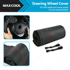 Leather Steering Wheel Cover for 38cm Cars (Universal Fit)