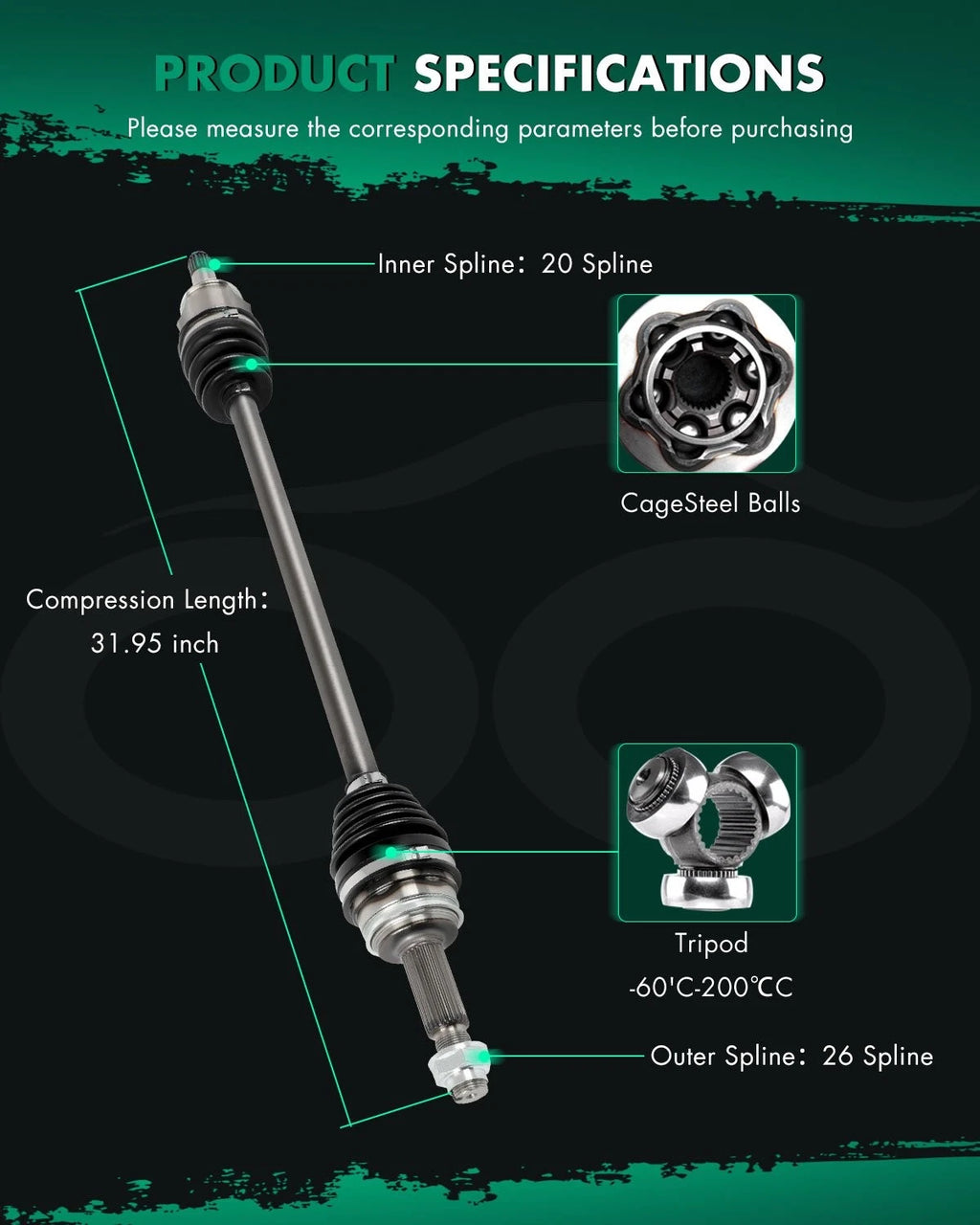 CV Axle AWD for Toyota RAV4 2.4L 2006-2008, 3.5L 2013-2018 Rear Left/Right